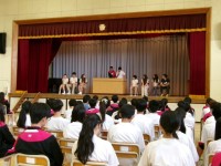 体育館のウェルカムセレモニー（歓迎会）